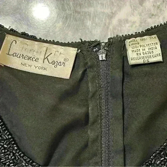 Laurence Kazar New York Womans Dress Vintage Sparkle Holiday 100% Silk Blk Sz PS - Picture 6 of 10